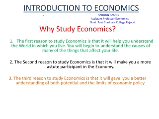 Why Study Economics?