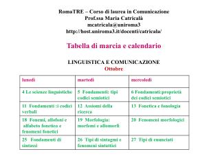 RomaTRE – Corso di laurea in Comunicazione Prof.ssa Maria Catricalà mcatricala@uniroma3 http://host.uniroma3.it/docent