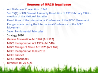 Sources of MRCS legal base