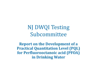 NJ DWQI Testing Subcommittee