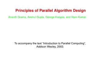 Principles of Parallel Algorithm Design