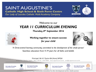 Welcome to our YEAR 11 CURRICULUM EVENING Thursday, 8 th September 2016