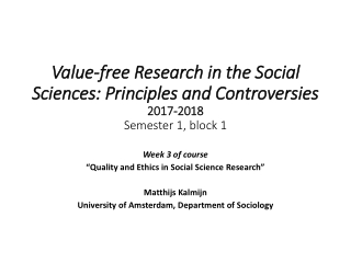 Week 3 of course “Quality and Ethics in Social Science Research” Matthijs Kalmijn