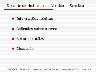 Descarte de Medicamentos Vencidos e Sem Uso