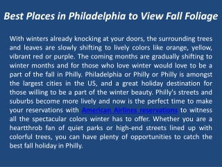 Best Places in Philadelphia to View Fall Foliage