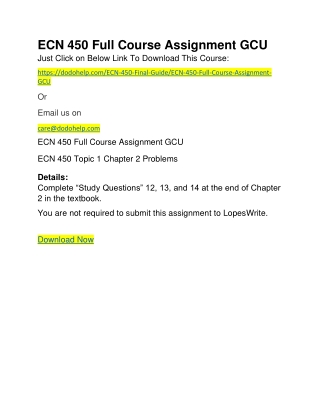 ECN 450 Full Course Assignment GCU