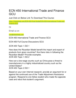 ECN 450 International Trade and Finance GCU