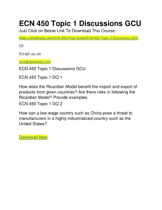 ECN 450 Topic 1 Discussions GCU