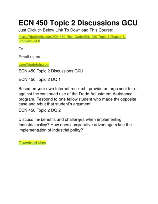 ECN 450 Topic 2 Discussions GCU