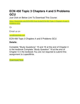 ECN 450 Topic 3 Chapters 4 and 5 Problems GCU