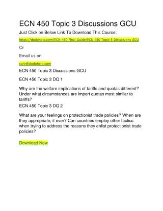 ECN 450 Topic 3 Discussions GCU