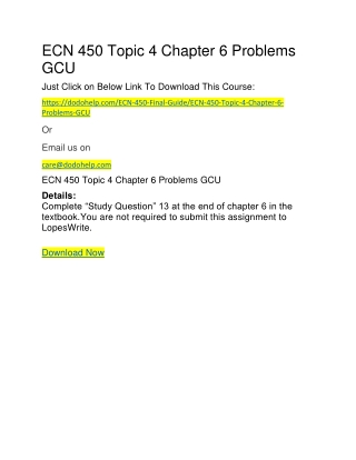 ECN 450 Topic 4 Chapter 6 Problems GCU