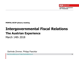 PEMPAL BCOP plenary meeting Intergovernmental Fiscal Relations The Austrian Experience