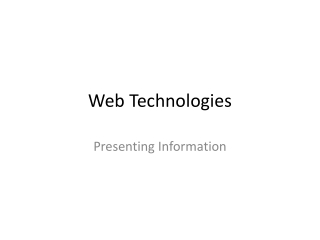 Web Technologies