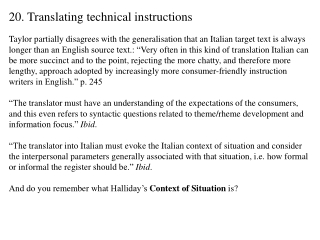 20. Translating technical instructions