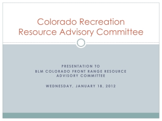 Colorado Recreation Resource Advisory Committee