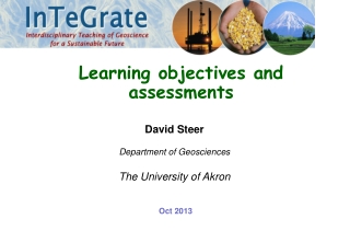 Learning objectives and assessments