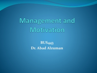 Management and Motivation