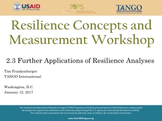 Resilience Concepts and Measurement Workshop