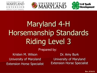 Maryland 4-H Horsemanship Standards Riding Level 3