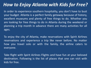 How to Enjoy Atlanta with Kids for Free?