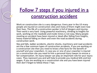 Follow 7 steps if you injured in a construction accident