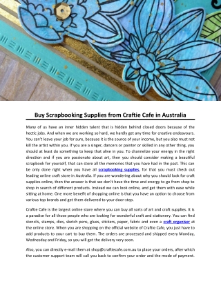 Buy Scrapbooking Supplies from Craftie Cafe in Australia