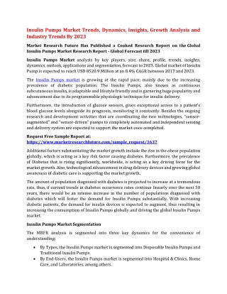 Insulin Pumps Market Trends, Dynamics, Insights, Growth Analysis and Industry Trends By 2023