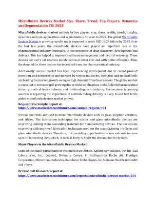 Microfluidic devices market size, share, trend, top players, dynamics and segmentation till 2025
