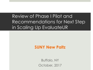 Review of Phase I Pilot and Recommendations for Next Step in Scaling Up EvaluateUR