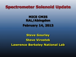 Spectrometer Solenoid Update