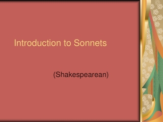 Introduction to Sonnets