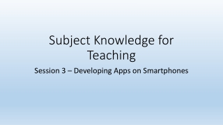 Subject Knowledge for Teaching