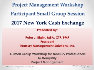 Project Management Workshop Participant Small Group Session 2017 New York Cash Exchange