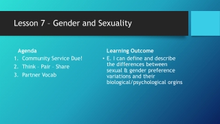 Lesson 7 – Gender and Sexuality
