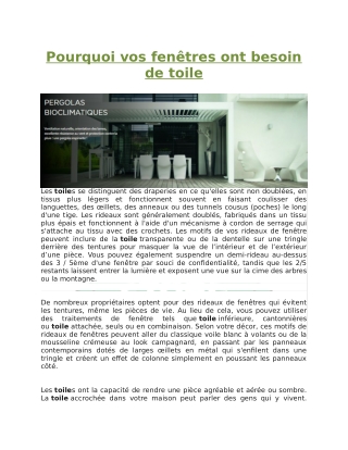 Pourquoi vos fenêtres ont besoin de toile