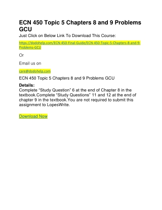 ECN 450 Topic 5 Chapters 8 and 9 Problems GCU