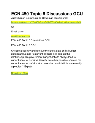 ECN 450 Topic 6 Discussions GCU