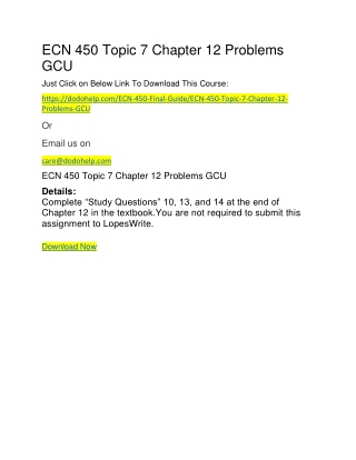 ECN 450 Topic 7 Chapter 12 Problems GCU