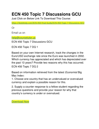 ECN 450 Topic 7 Discussions GCU