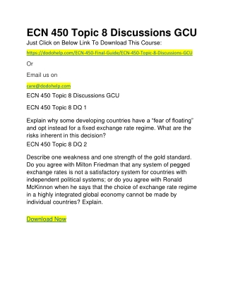 ECN 450 Topic 8 Discussions GCU