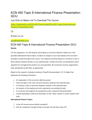 ECN 450 Topic 8 International Finance Presentation GCU
