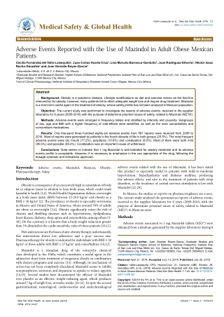 Adverse Events Reported with the Use of Mazindol in Adult Obese Mexican Patients