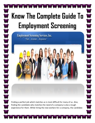 Know The Complete Guide To Employment Screening
