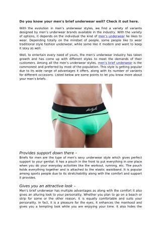 Do you know your men's brief underwear well? Check it out here.