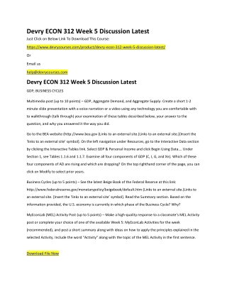 Devry ECON 312 Week 5 Discussion Latest