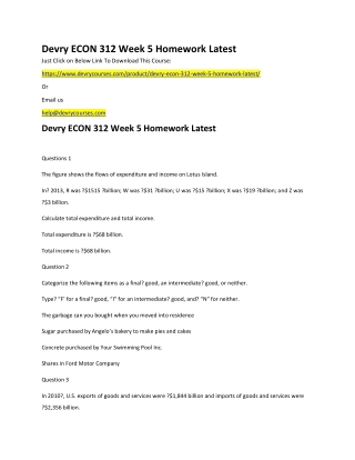 Devry ECON 312 Week 5 Homework Latest