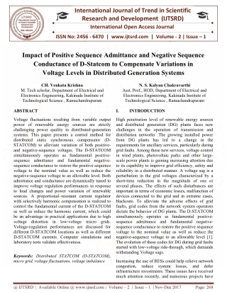 Impact of Positive Sequence Admittance and Negative Sequence Conductance of D Statcom to Compensate Variations in Voltag