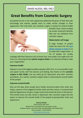 Great Benefits from Cosmetic Surgery