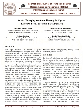 Youth Unemployment and Poverty in Nigeria Effective Social Protection as a Panacea